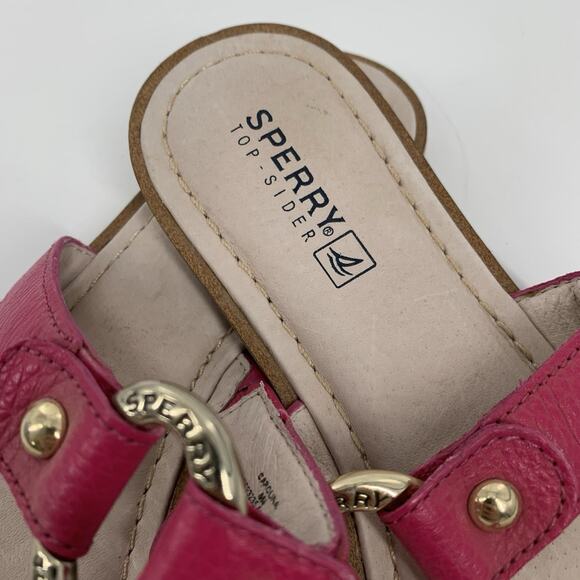 Sperry Top Siders Carolina Leather Slip On Thong Sandals Size 8 Womens Dark Pink - Picture 5 of 8